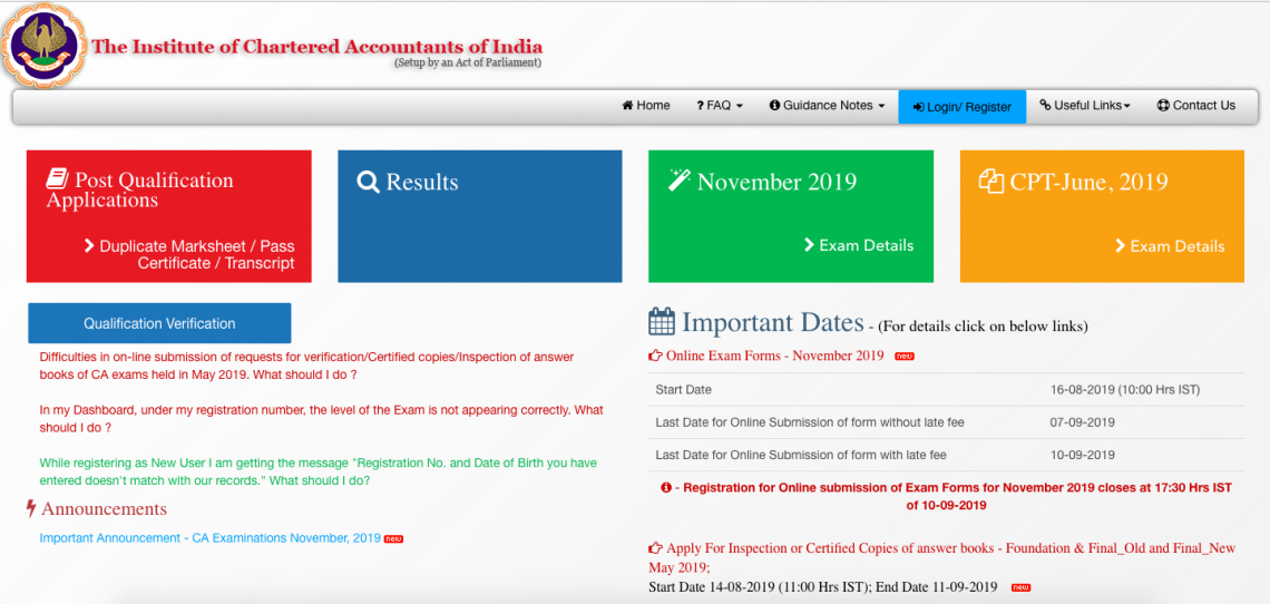 Procedure of Inspection and Revaluation of Answer sheets by the ICAI